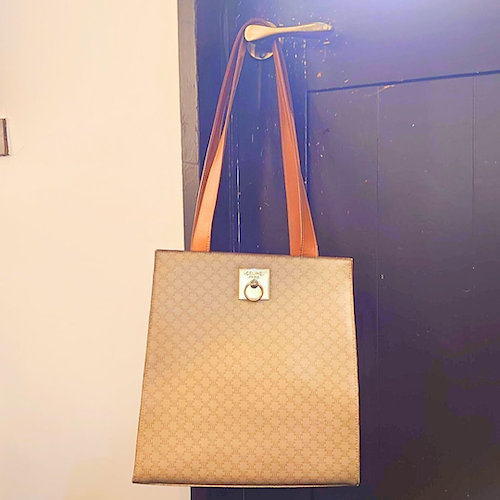 【CELINE】 セリーヌ  ロゴプレート マカダム柄  トートバッグ ヴィンテージ.