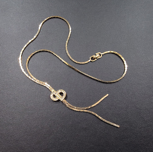 Christian Dior CDロゴ ラインストーン チョーカー ネックレス ゴールド.