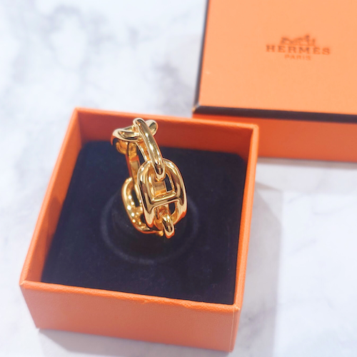 HERMES エルメス シェーヌダンクル スカーフリング ルカデ ゴールド.