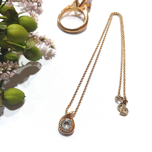【Christian Dior】 クリスチャン ディオール ドロップトップ ゴールド ネックレス .