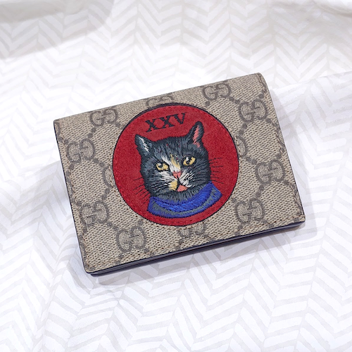 GUCCI グッチ 二つ折り 財布 ミスティックキャット GGスプリーム 猫.
