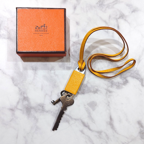 HERMES エルメス バッグチャーム キーホルダー 可動式 Silver925 レザー.