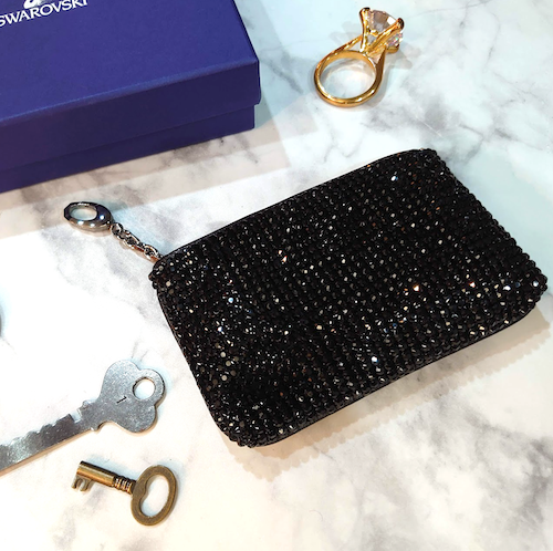 【SWAROVSKI】 スワロフスキー キー＆コインケース ブラックストーン.