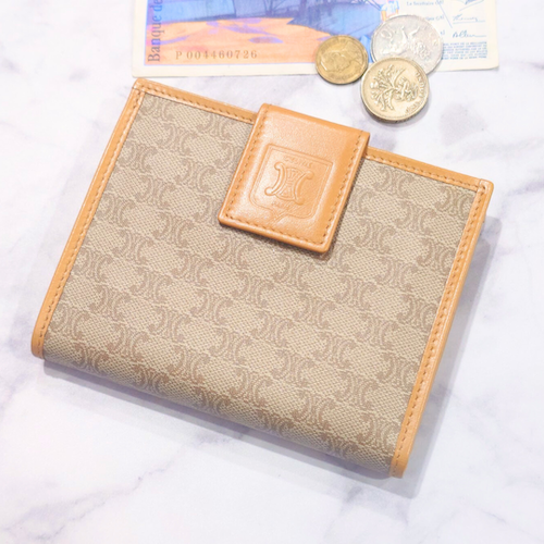 CELINE セリーヌ がま口 財布 二つ折り マカダムパターン ベージュ オールドセリーヌ.