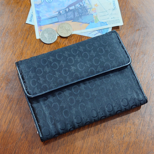 オールドセリーヌ CELINE Cマカダム 総柄 三つ折り財布 ブラック 黒 .