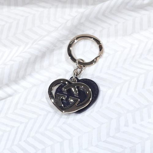 GUCCI グッチ ラブリーハート  キーリング キーホルダー チャーム メタル レザー.