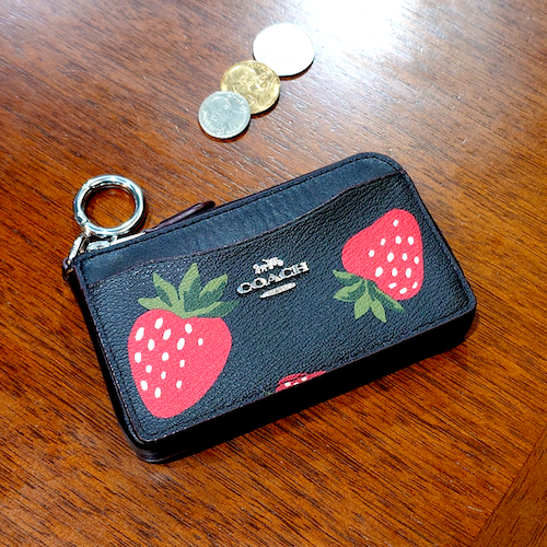 COACH コーチ マルチファンクション カード&コインケース フラグメントケース ストロベリー.