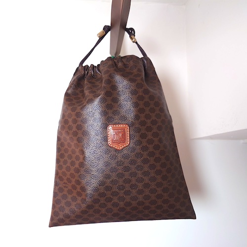 ヴィンテージ CELINE セリーヌ マカダム 巾着 ポーチ バッグ PVC オールドセリーヌ.
