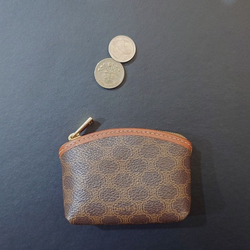 ヴィンテージ CELINE セリーヌ マカダム柄 コインケース ブラウン PVC.