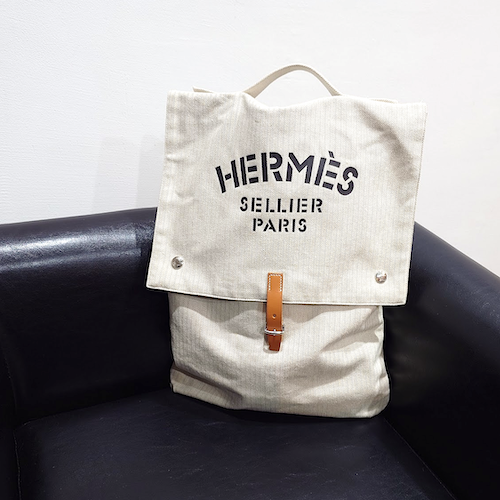 ヴィンテージ HERMES エルメス バギーバゲッジ バッグ ハンドバッグ キャンバス ナチュラル