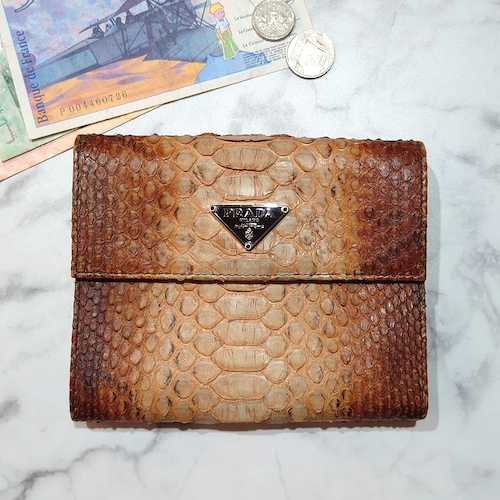 【PRADA】 プラダ リアルパイソン 三つ折り財布.