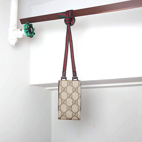 【GUCCI】 グッチ GGキャンバス ミニポーチ ネックポーチ ケース シェリーライン.