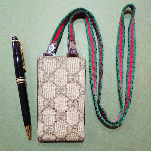 【GUCCI】 グッチ GGキャンバス ミニポーチ ネックポーチ ケース シェリーライン.