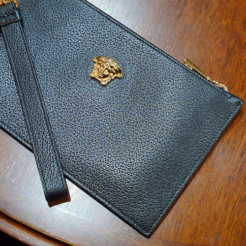 VERSACE ヴェルサーチェ ヴェルサーチ メドゥーサ レザー ポーチ クラッチバッグ ブラック.