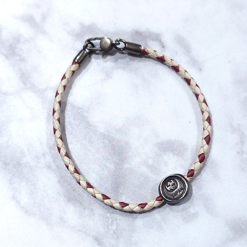日本限定 GUCCI グッチ コード ブレスレット レザー 編み込み Ag925.