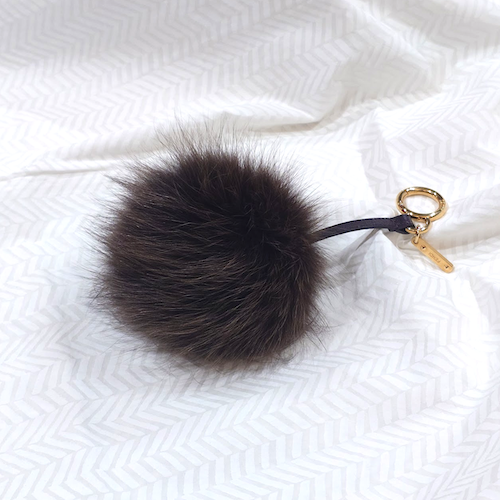 FENDI フェンディ ポンポンチャーム バッグチャーム キーホルダー ブラウン フォックスファー.