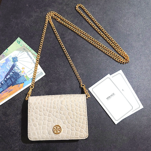 【Tory Burch】 トリーバーチ ウォーカー エンボス ナノチェーン ウォレット.