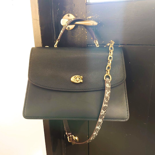【COACH 】  コーチ パーカー トップ ハンドル 32 スネークスキン.