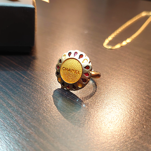 【CHANEL】 シャネル リング フラワーモチーフ オールドシャネル ヴィンテージ 99年製.