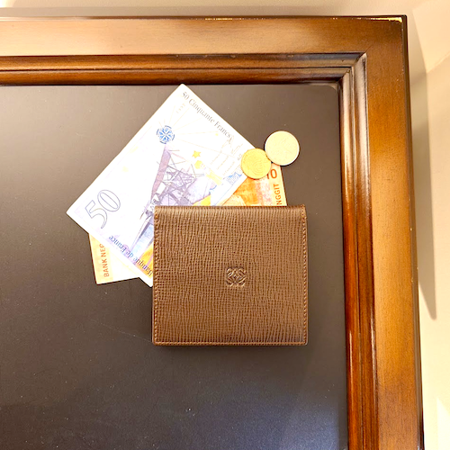 LOEWE ロエベ Wホック 二つ折り財布 アナグラム レザー ダークブラウン こげ茶 コンパクトウ