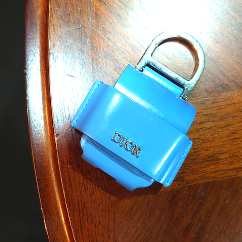 【Dior】  ディオール AirPods エアポッズ ケース ブルー レザー.