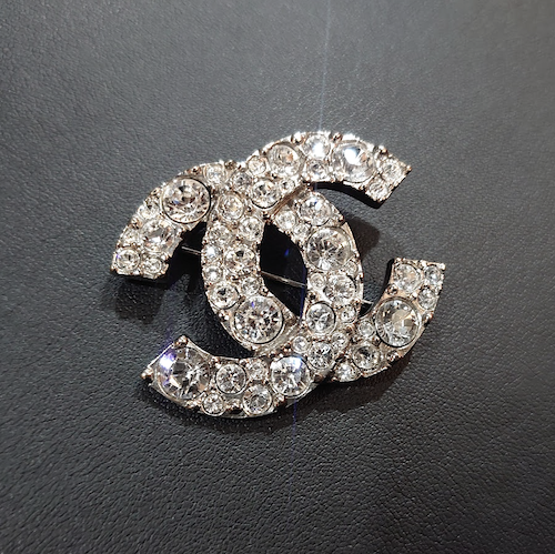 ゴージャス！CHANEL シャネル  ココマーク ブローチ クリアストーン ヴィンテージ.