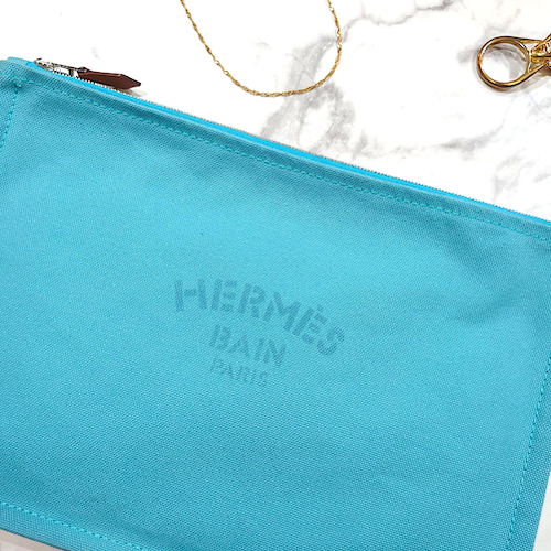 HERMES エルメス ヨッティングポーチ フラットポーチ ブルー .