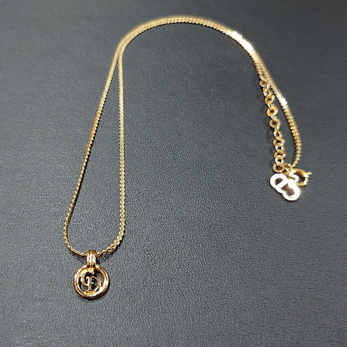 【Christian Dior】 CDモチーフ サークル ゴールド ネックレス .