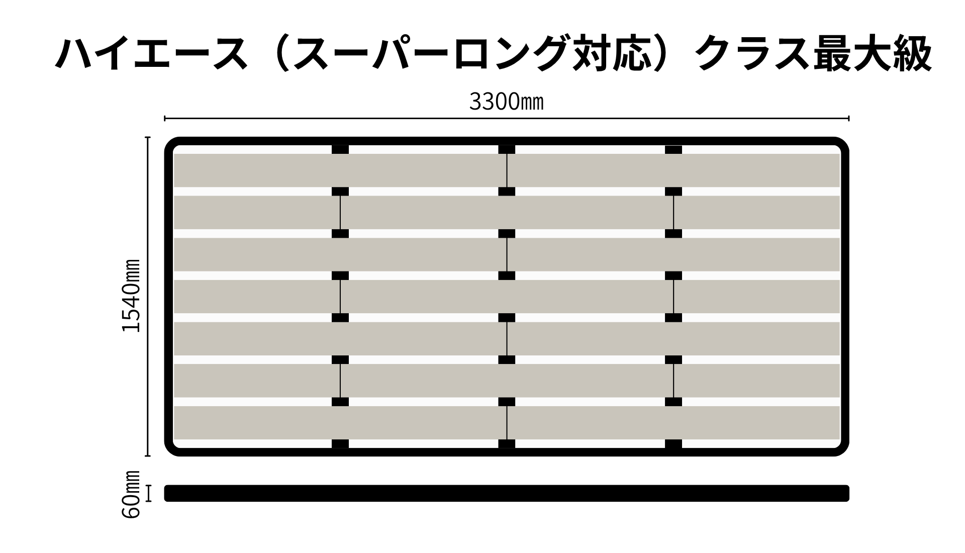 カールーフデッキ「FLING 1433」本体サイズ