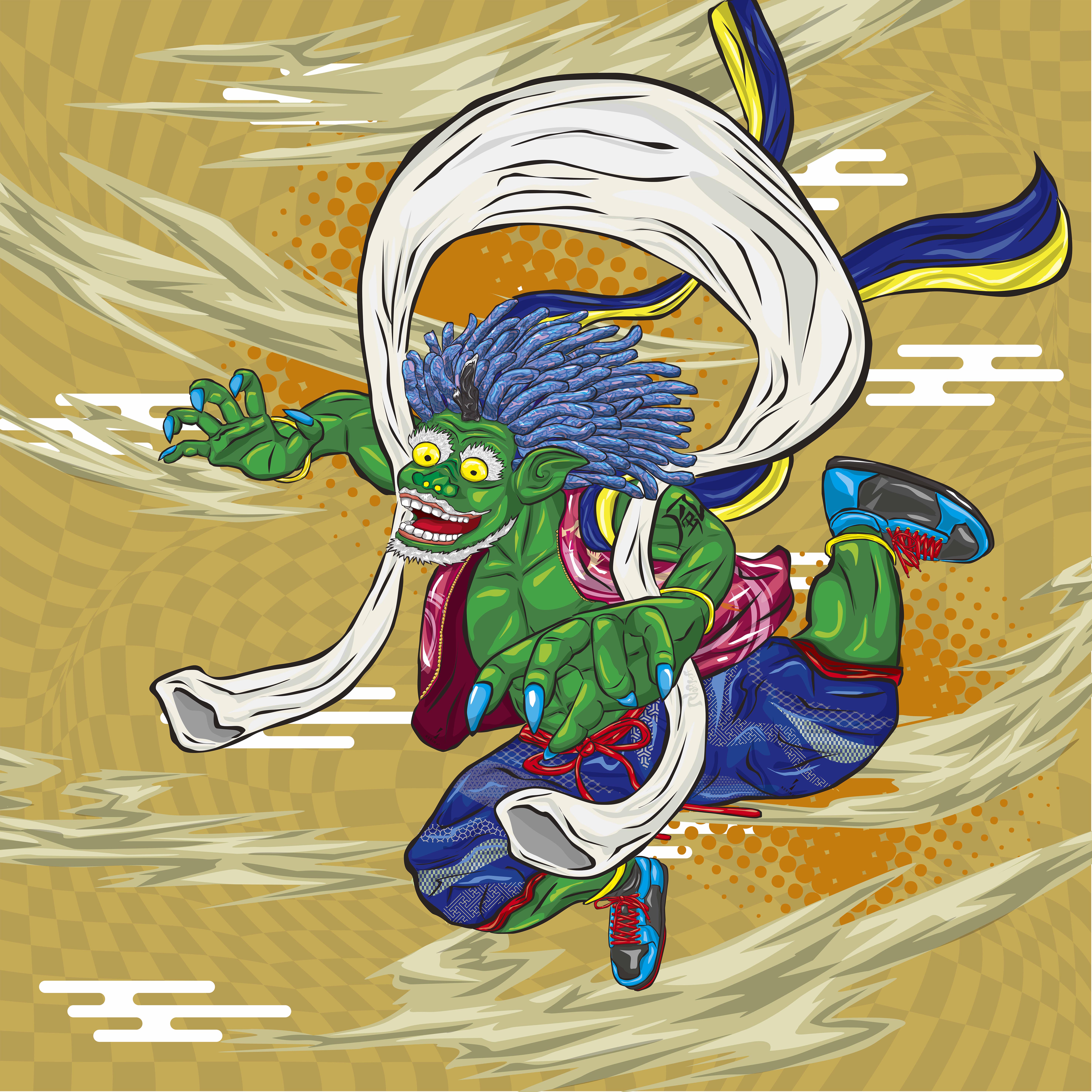 世絵シリーズ　踊る風神　完成