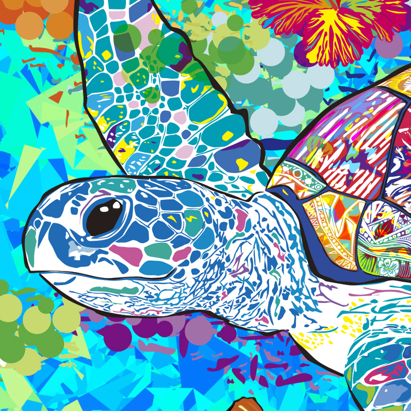 カラフルで愛らしい海亀を作りました。We created a colorful and adorab