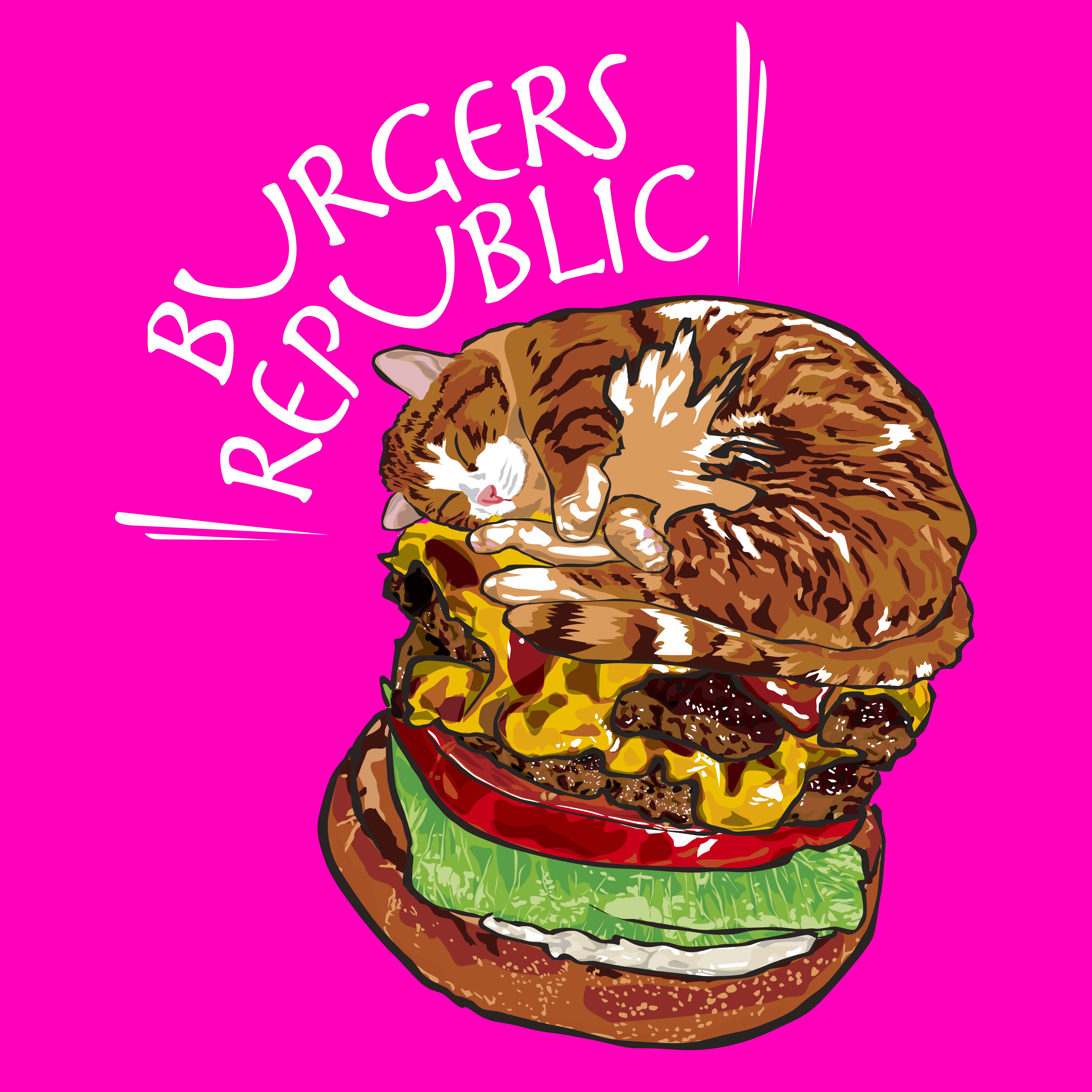 ハンバーガー屋　BURGERS REPUBLICさんとコラボTシャツ用イラスト