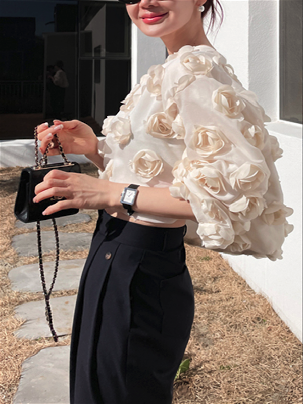 着るだけでエレガントな大人女子になれる✨「elegant rose tops」