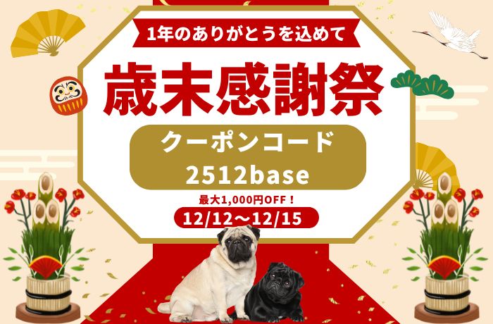 15%OFF!(最大1,000円OFF)BASE大感謝祭!【12/15(月)まで】