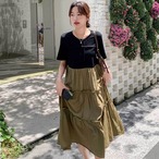 楽ちん映えワンピ♡黒×カーキでつくる大人カジュアルコーデ