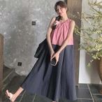 1枚で映える♡ピンク×ネイビーのバイカラーワンピで涼しげ夏コーデ