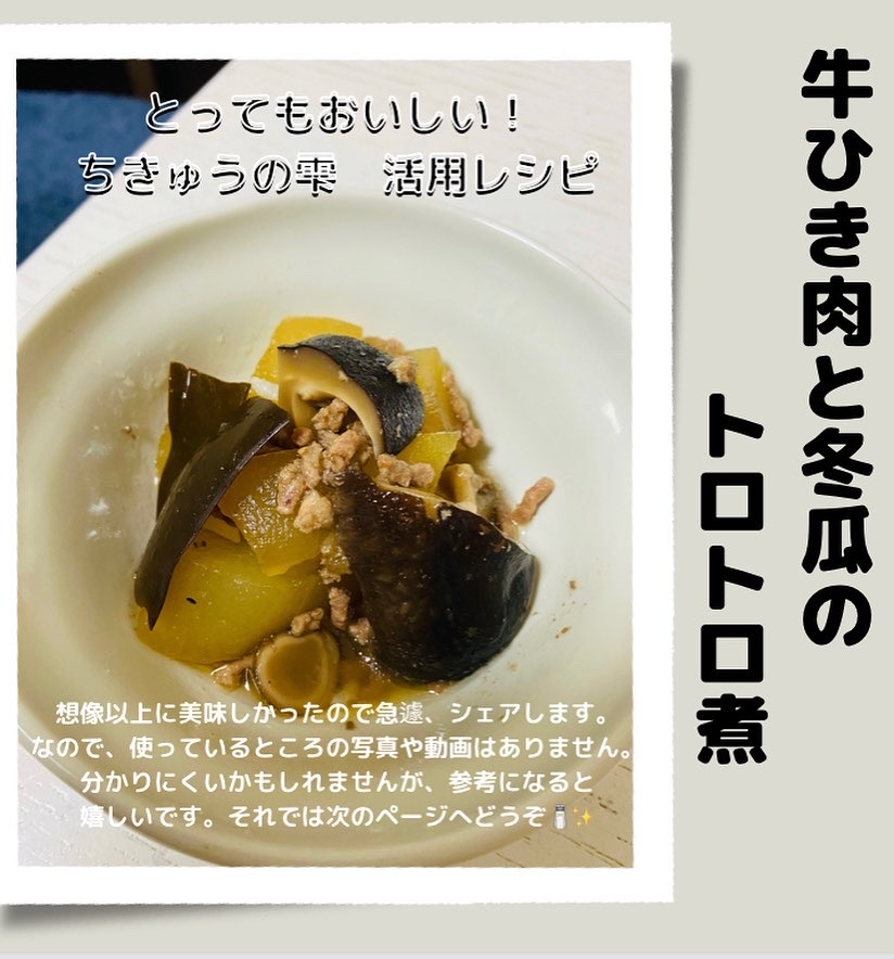 ちきゅうの雫　活用レシピ【煮物にお塩？　牛ひき肉と冬瓜のトロトロ煮】