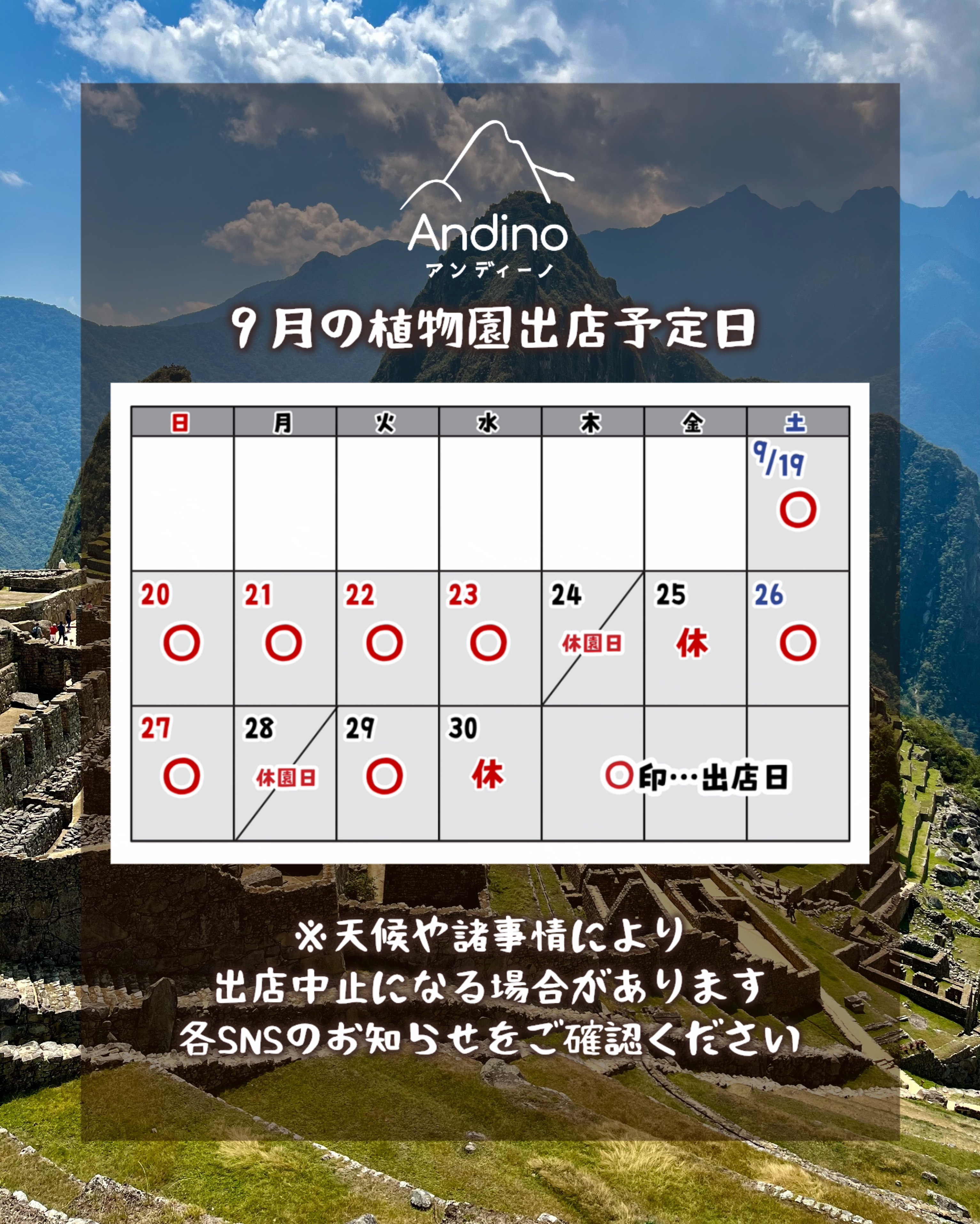 【📢9月の出店予定日のお知らせ🇵🇪】