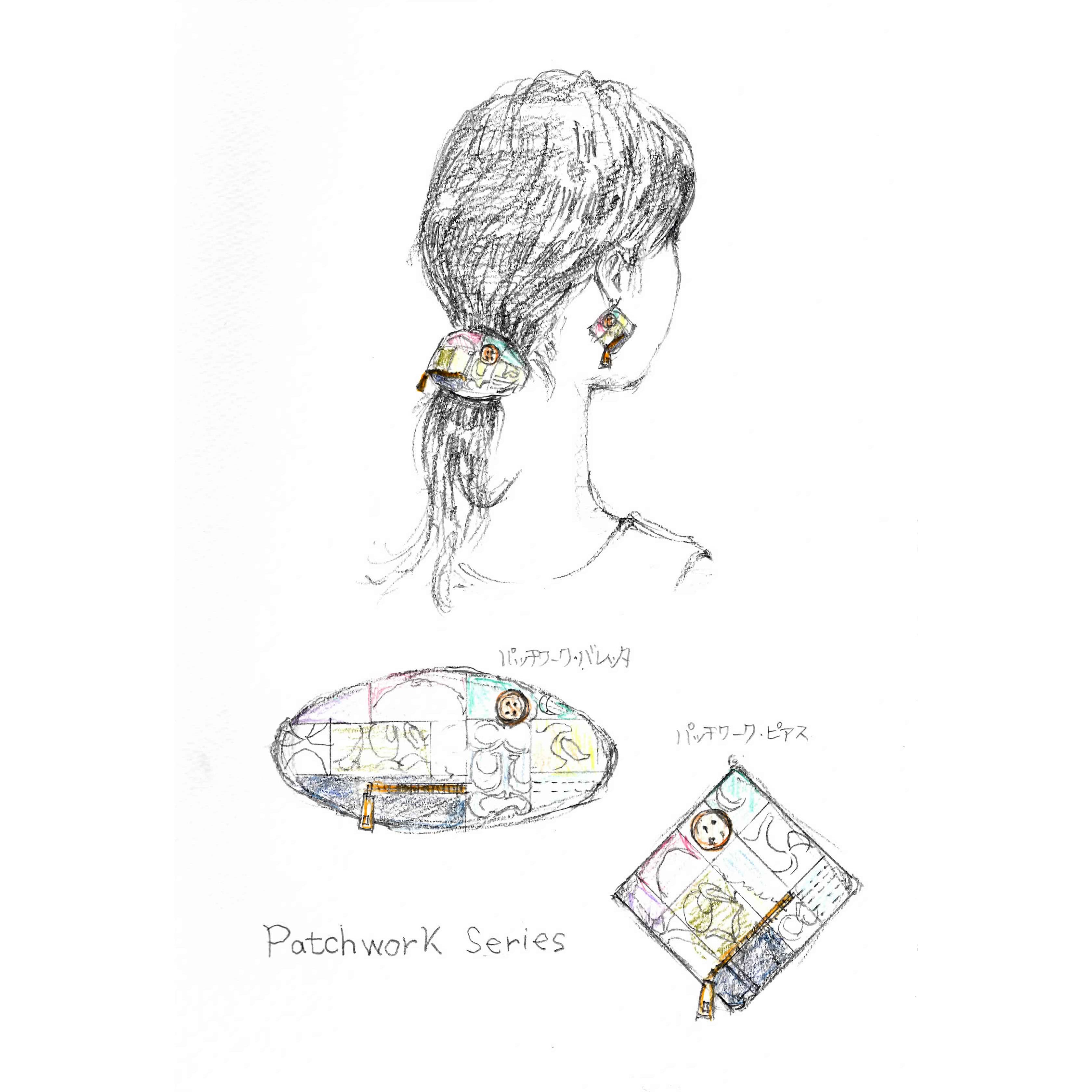 「patchworkピアス」「patchworkバレッタ」原案