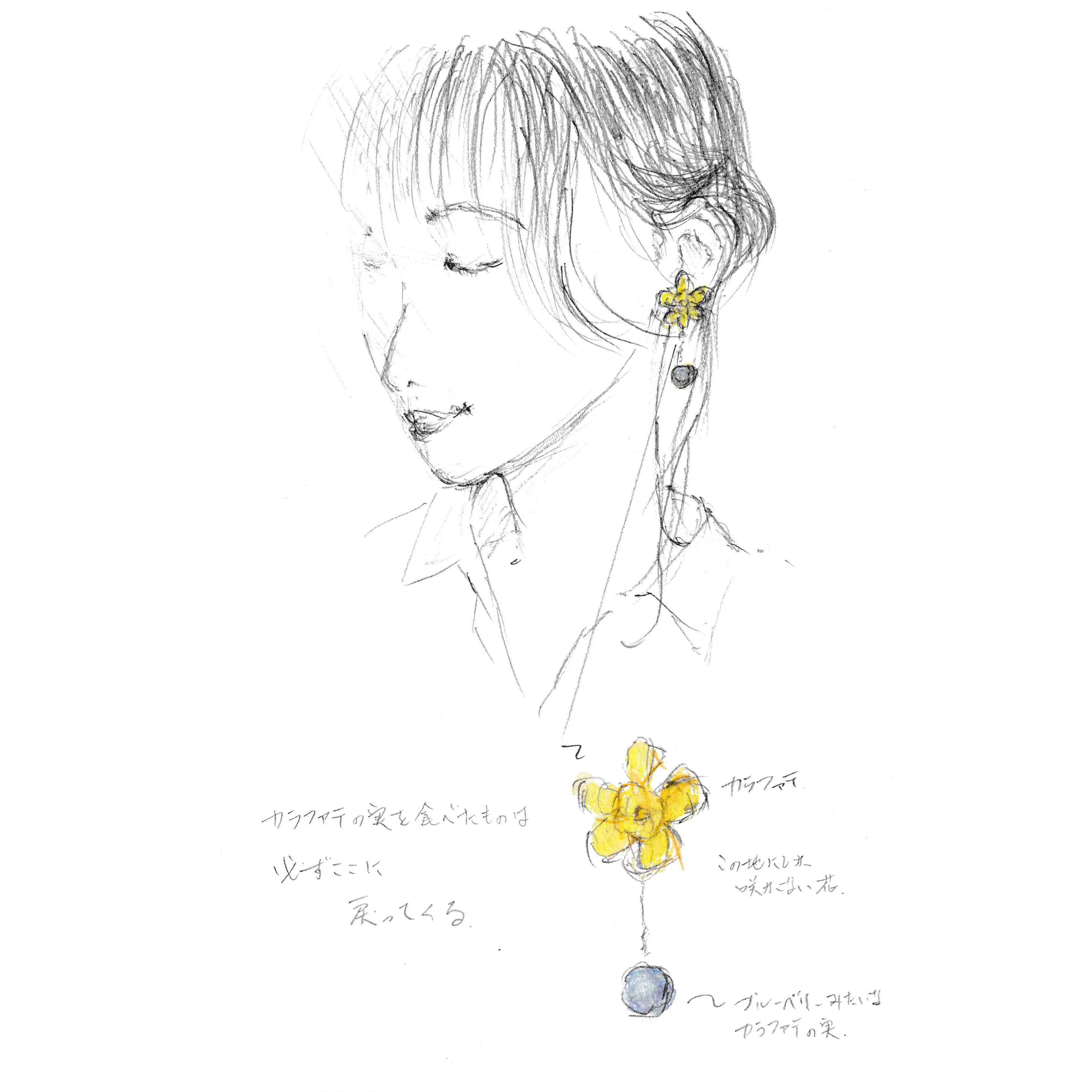 「calafateピアス（sodalite）」原案
