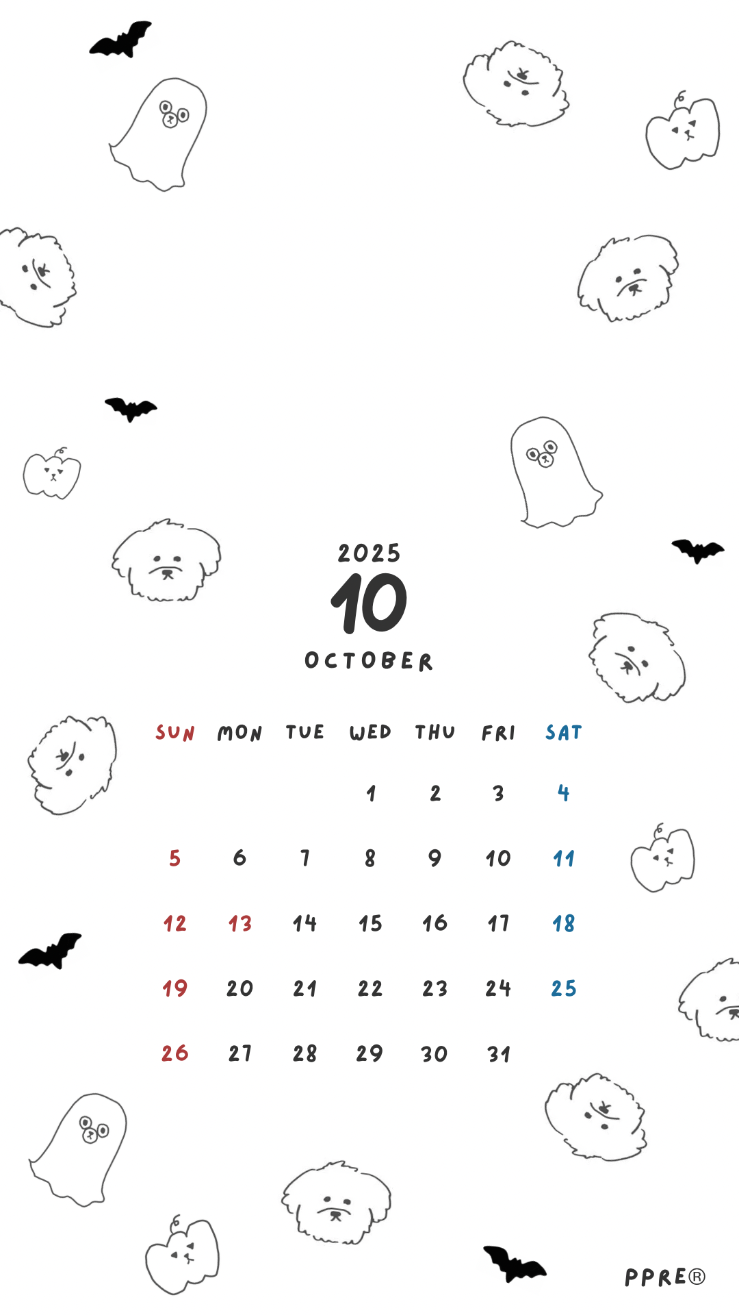 カレンダー壁紙🗓️2025年10月🎃