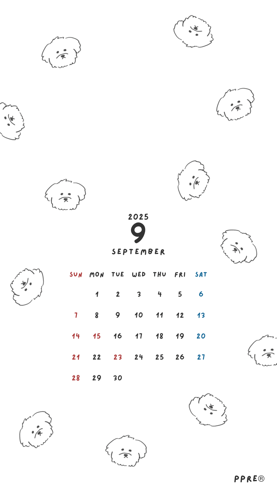 カレンダー壁紙🐾2025年9月