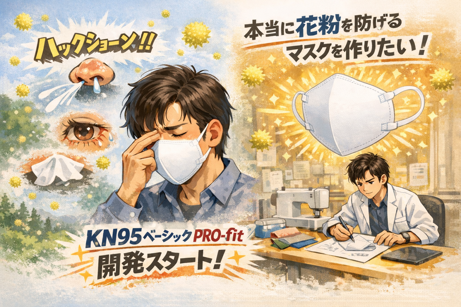 【KN95ベーシックPRO-fit】重度の花粉症が本気で研究開発しました！