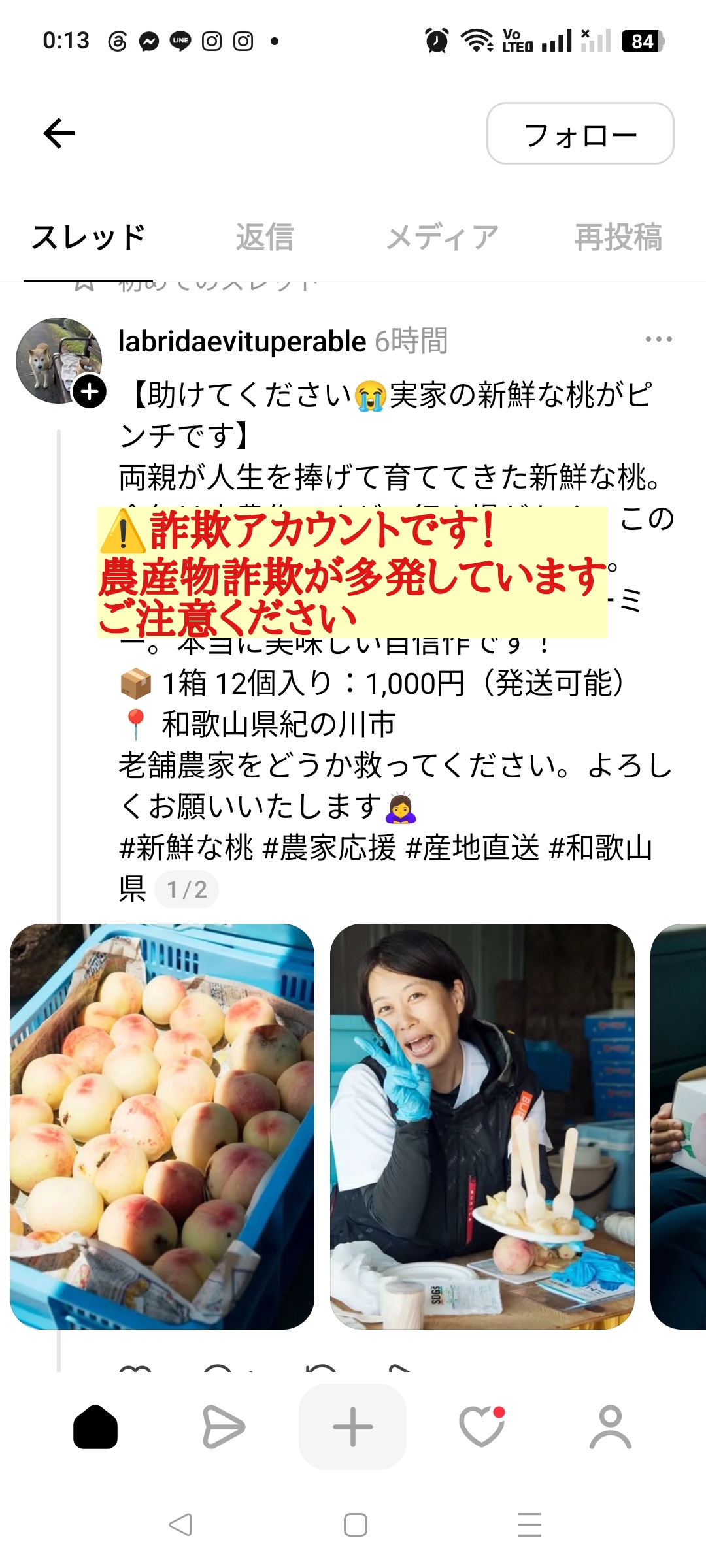 ⚠詐欺アカウントにご注意ください!