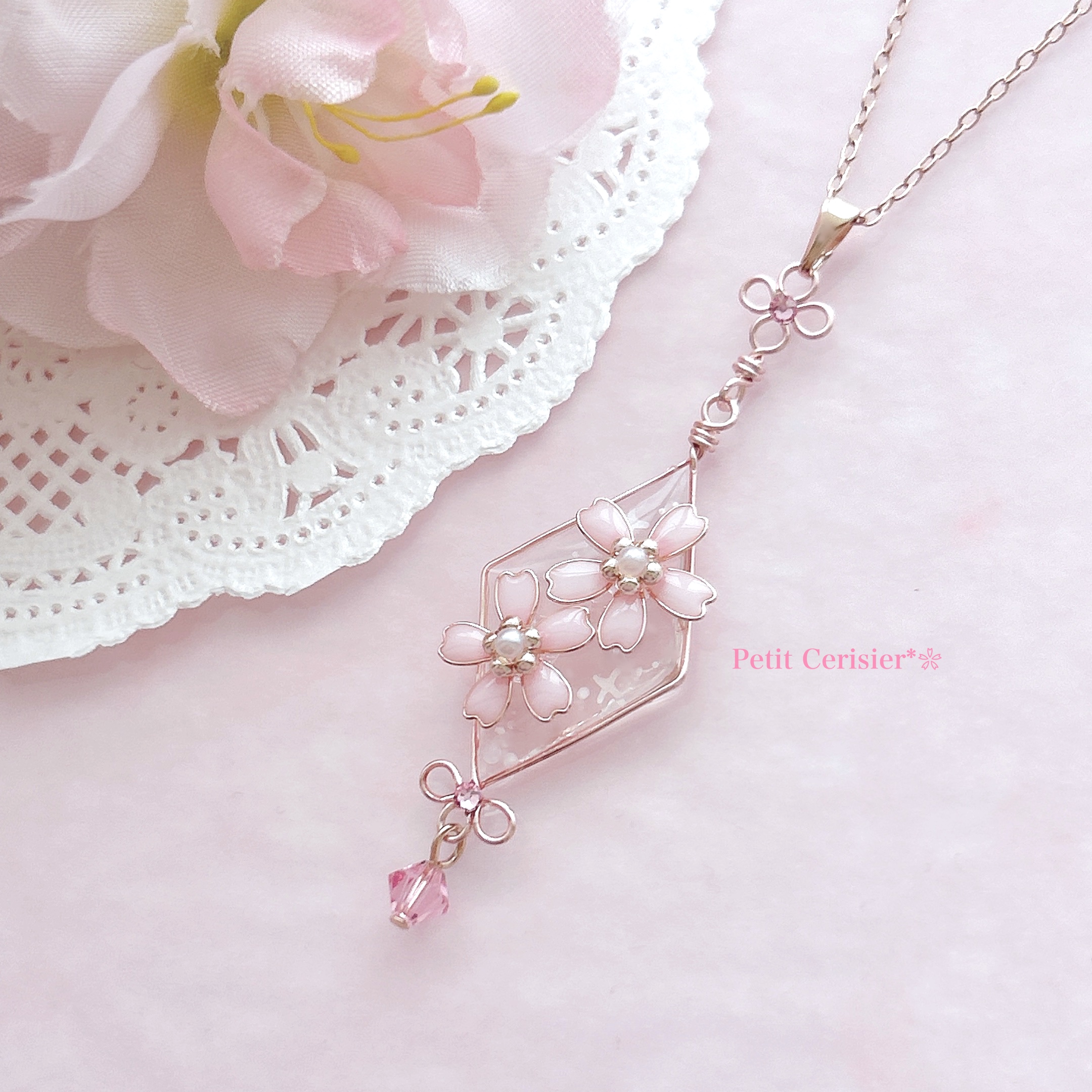 sakura losange 𓂃𓈒𓏸･❀(桜のペンダント)