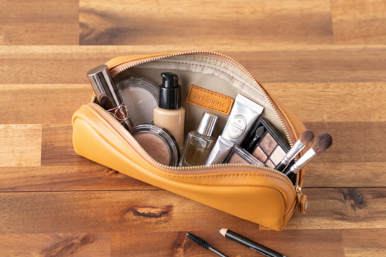 ポーチ👝💄の使い方は100人いれば100通り。使いやすさを考えた形。