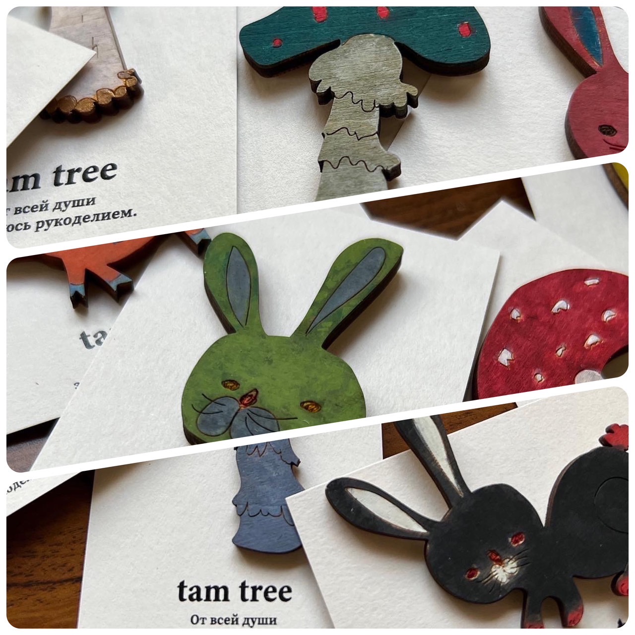 『うさぎの森の冬の市』 ウッドブローチ編