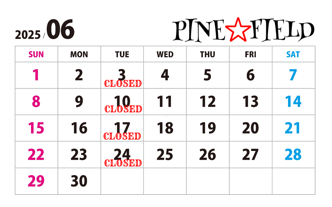 6月の店舗休業日