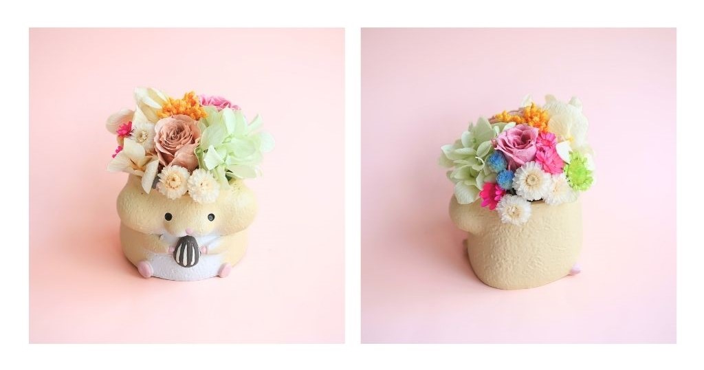 ハムスターポットの春色ミニアレンジメント🐹