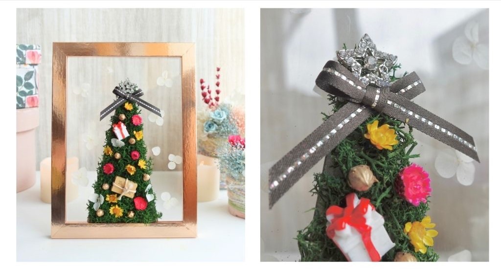 【完成品】お部屋を彩るクリスマスツリーフレームアレンジ